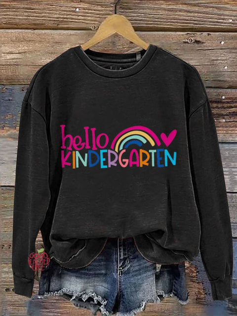 Hello Kindergarten Student First Day of School Casual Print Sweatshirt