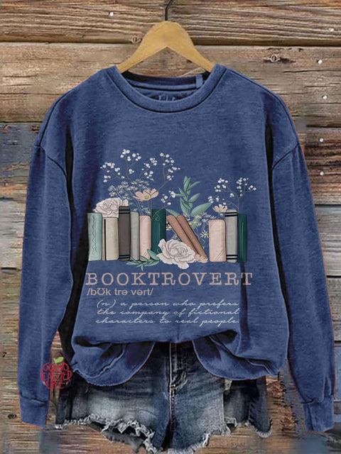 Booktrovert Book Lovers Book Lovers Casual Print Sweatshirt