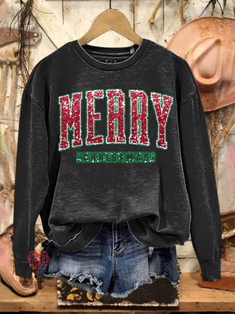 Merry Christmas Art Print Casual Sweatshirt