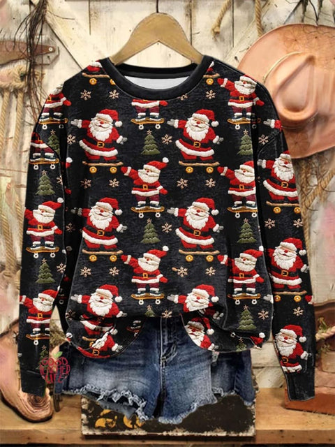 Lovely Christmas Santa Art Print Casual Sweatshirt