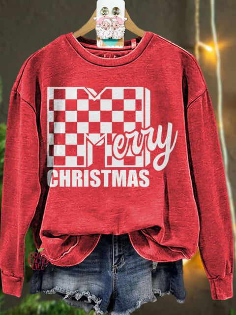 Merry Christmas Checker Casual Sweatshirt