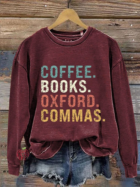 Coffee Books Oxford Commas Casual Sweatshirt