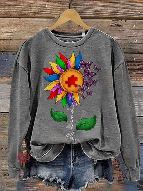 Be Kind And We'll Fly Like Butterflies Casual Print Sweatshirt