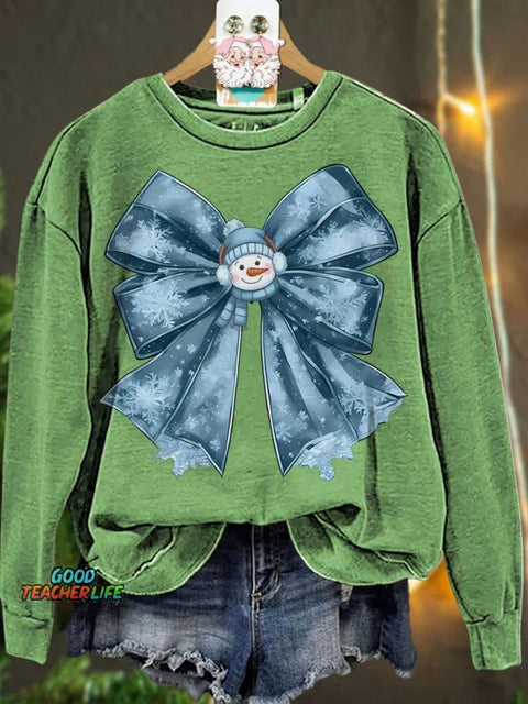 Christmas Winter Coquette Bow Cozy Season Snowman Casual  Sweatshirt