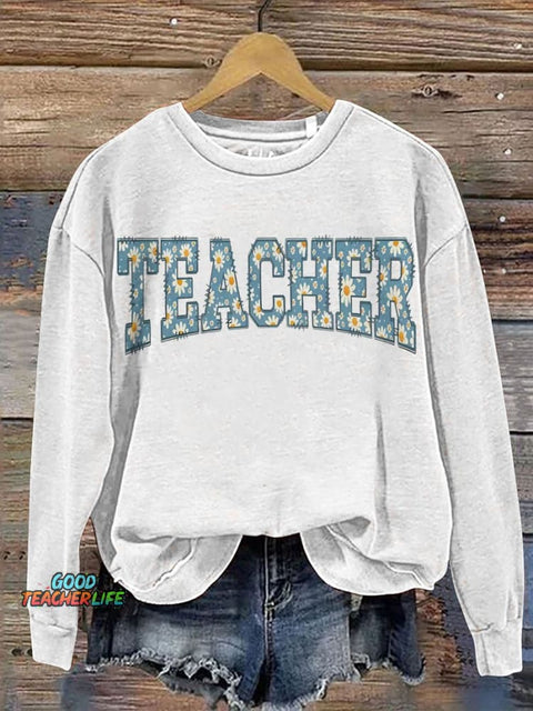 Teacher Floral Teacher Gift Casual  Sweatshirt