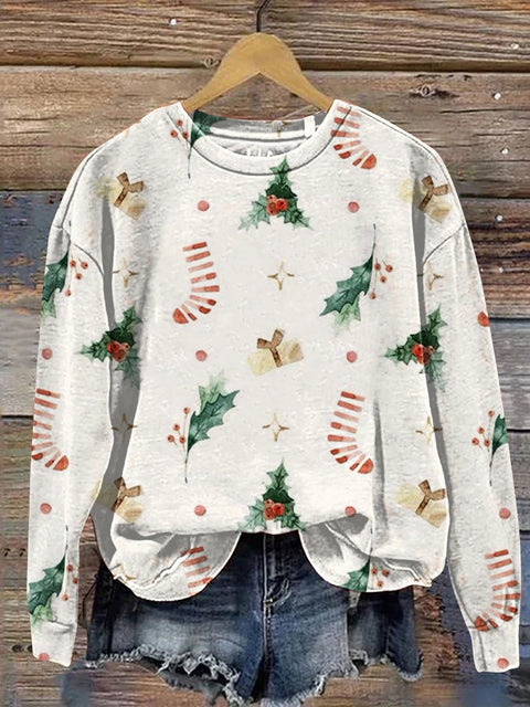 Christmas Pattern Art Print Casual  Sweatshirt