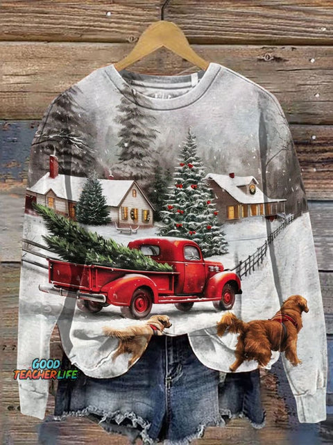 Christmas Snow Scenery Art Print Casual Sweatshirt