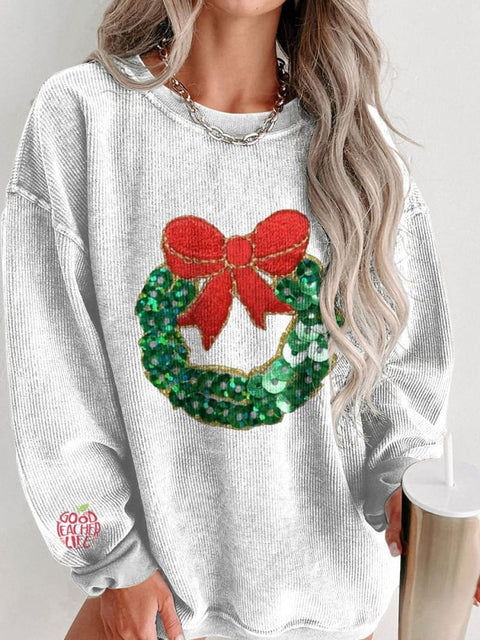 Women's Glitter Christmas Casual Print Shirt