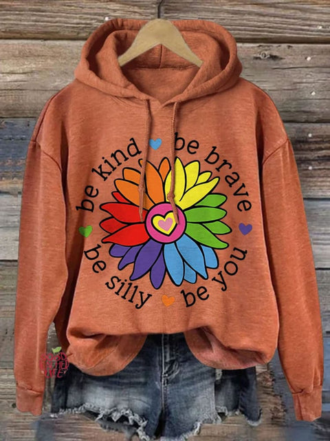 Be Kind Be Brave Be Silly Be You Print Casual Hoodie Sweatshirt