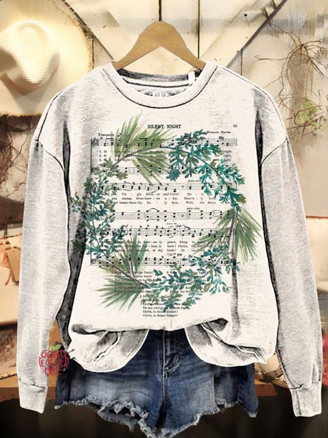 Christmas Wreath Sheet Music Casual Sweatshirt