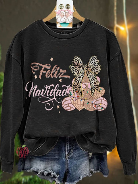 Coquette Pan Dulce Christmas Tree Tis The Season Mexican Casual Sweatshirt