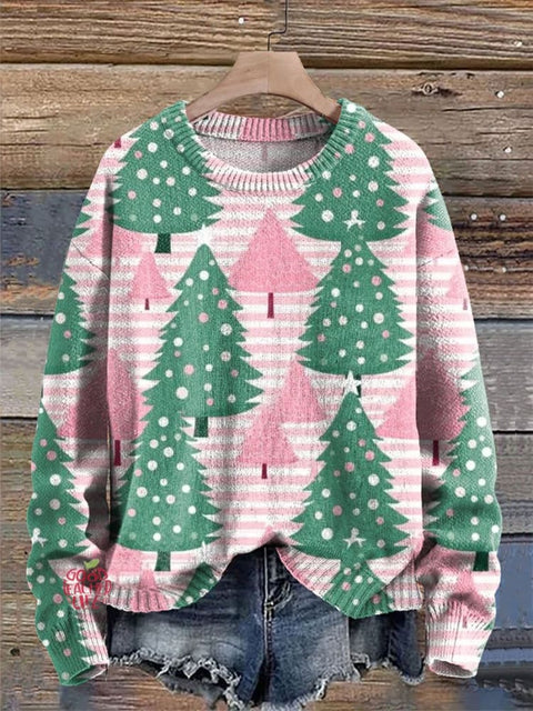 Christmas Pattern Art Print Knit Pullover Sweater