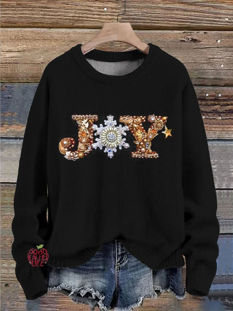 Christmas Joy Snow Jewelry Art Print Knit Pullover Sweater