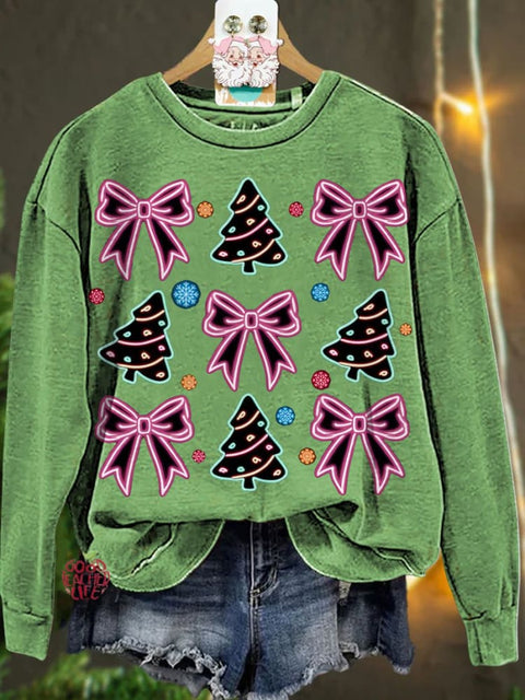 Christmas Neon Coquette Christmas tree Casual  Sweatshirt