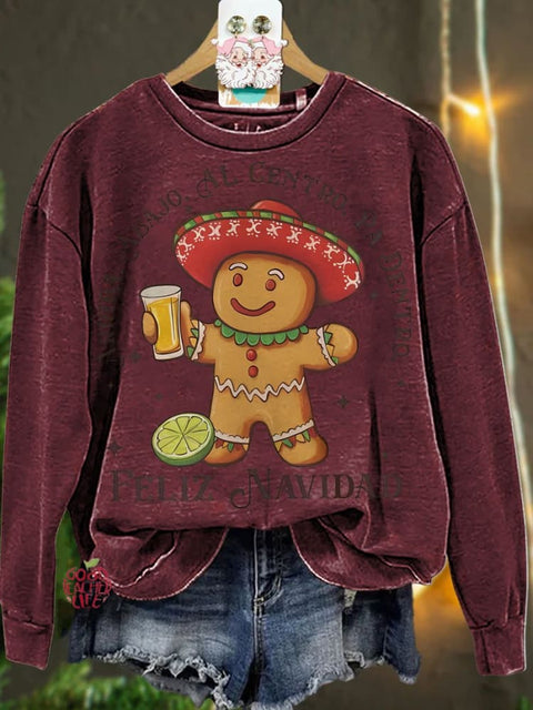 Christmas Arriba Abajo Al Centro Pa Dentro Gingerbread Casual  Sweatshirt