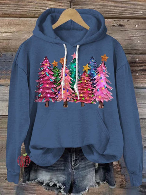 Lovely Christmas Tree Art Print Casual Hoodie Sweatshirt