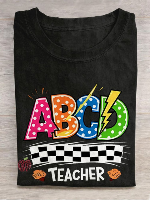 ABCD Teacher Casual Print T-shirt