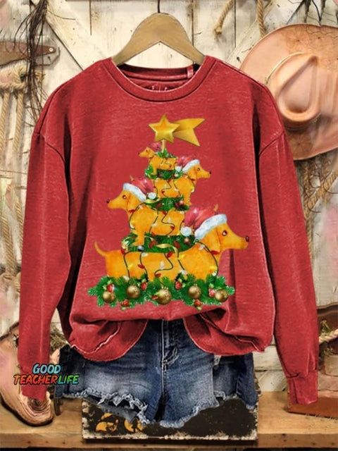 Lovely Christmas Dogs Art Print Casual Sweatshirt
