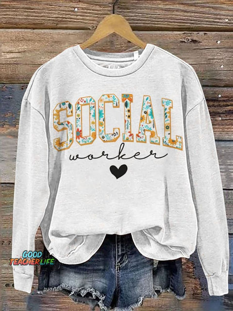 Floral Social Worker Casual  Sweatshirt