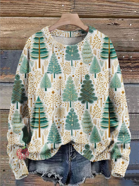 Christmas Gift Christmas Tree Art Print Knit Pullover Sweater