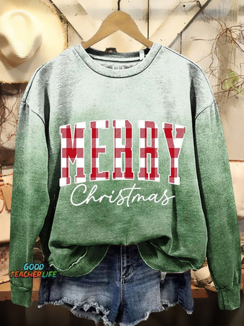 Merry Christmas Print Casual Sweatshirt