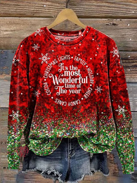 Christmas It's Most Wonderful Time Of This Year Print Sweatershirt