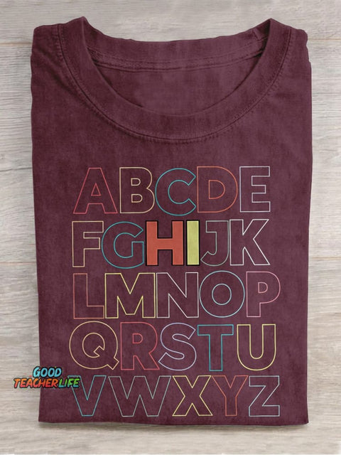 HI Alphabet Casual Print T-shirt