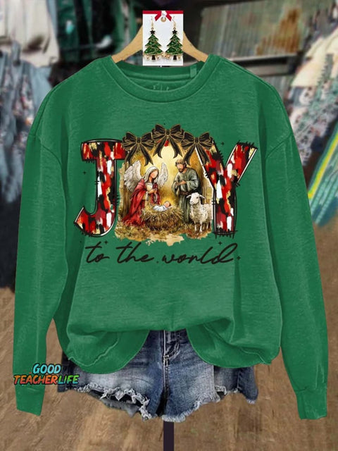 Lovely Christmas The Birth Of Jesus Art Print Casual Sweatshirt