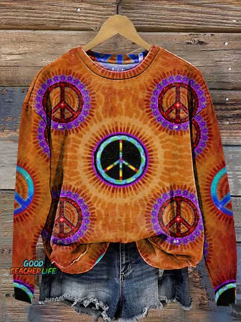 Hippie Peace Sign Love and Peace Casual Sweatshirt