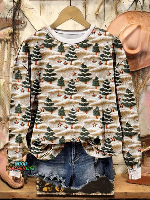 Lovely Christmas Tree Art Print Casual Sweatshirt