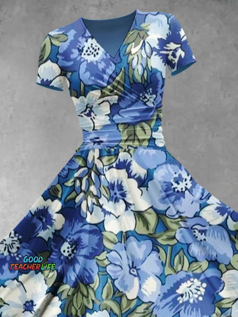 Women's Floral Flowers Art Print Design Maxi Dress