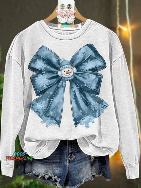 Christmas Winter Coquette Bow Cozy Season Snowman Casual  Sweatshirt