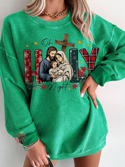 Christmas Oh holly night  Jesus is the reason Women's Casual Print Sweatshirt