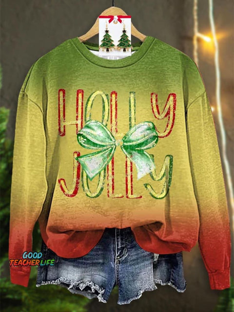 Lovely Christmas Holly Jolly Art Print Casual Sweatshirt