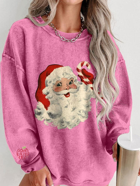 Women's Santa Retro Boho Best Holiday Christmas Casual Print Shirt