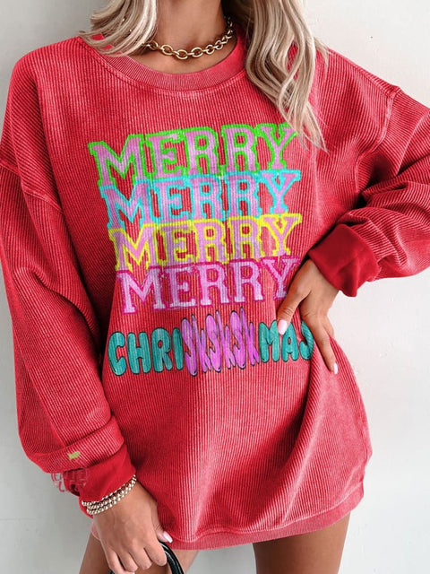 Women's Merry Merry Chriskskmas Casual Print Sweatshirt