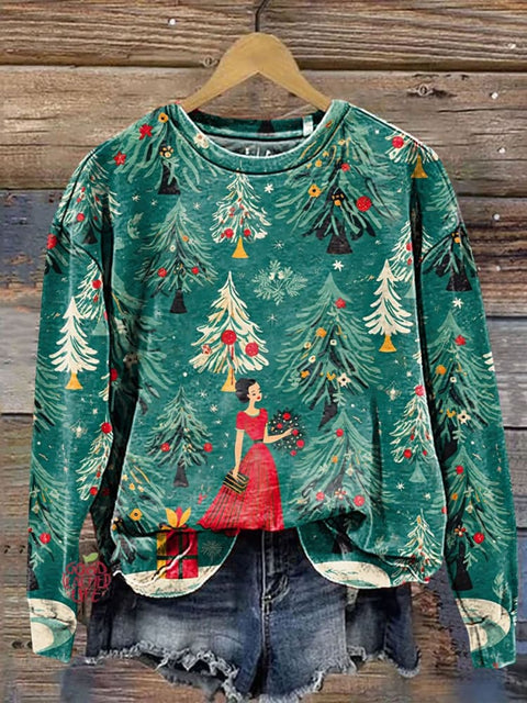 Christmas Tree Art Print Casual Sweatshirt