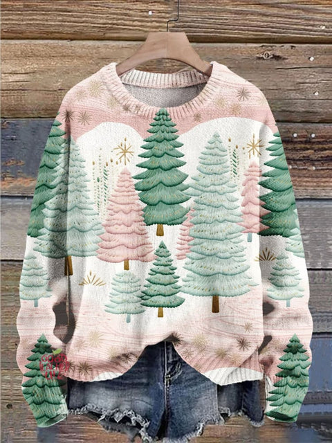 Christmas Gift Christmas Tree Art Print Knit Pullover Sweater