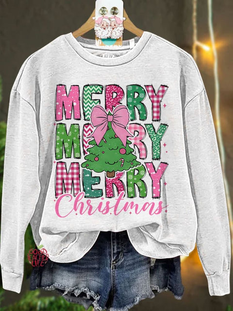 Merry Christmas 2024 Christmas Coquette Bow Casual Sweatshirt