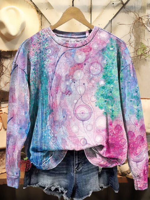 Dreamy Irregular Pattern Art Print Casual Sweatshirt