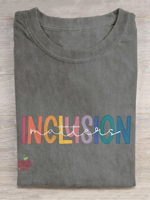 Inclusion Matters Special Education Mindfulness Autism Awareness Casual Print T-shirt