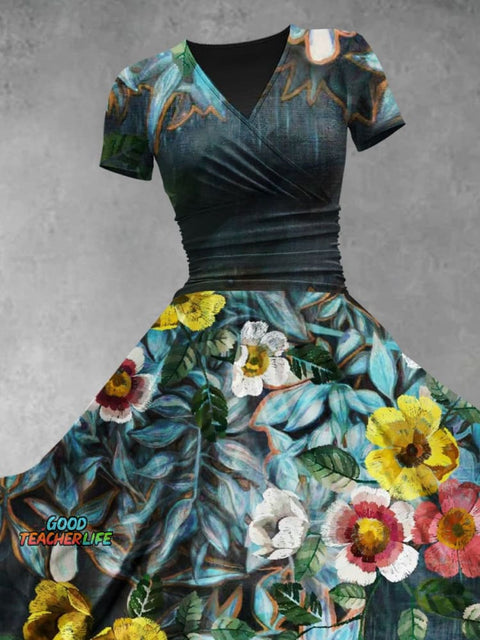 Women's Floral Flowers Art Print Design Maxi Dress