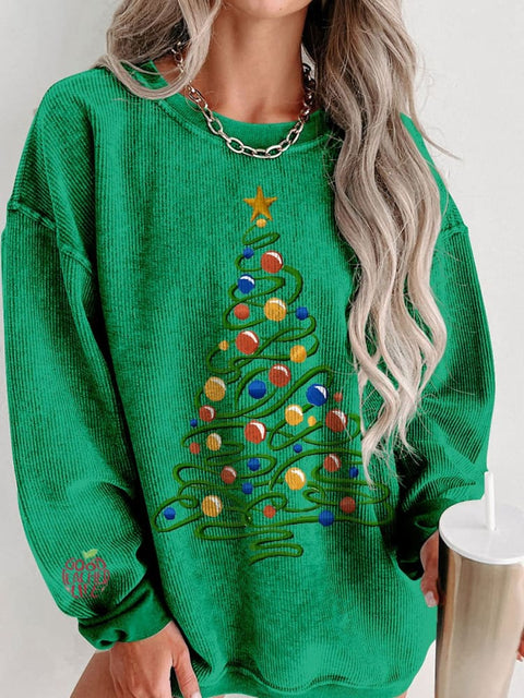 Women's Colorful Christmas Tree Merry Christmas Casual Print Sweatshirt