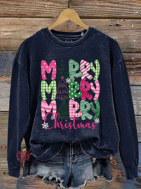 Merry Christmas Casual Print Sweatshirt