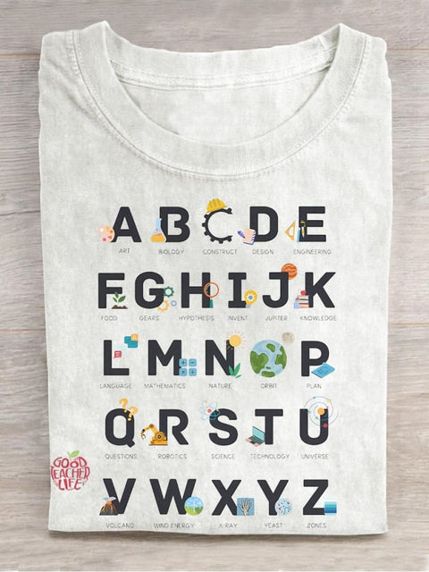 STEAM Alphabet Casual Print T-shirt