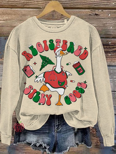 Christmas Nurse Silly Goose Casual  Sweatshirt