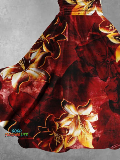 Women's Floral Flowers Art Print Design Maxi Dress