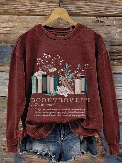 Booktrovert Book Lovers Book Lovers Casual Print Sweatshirt