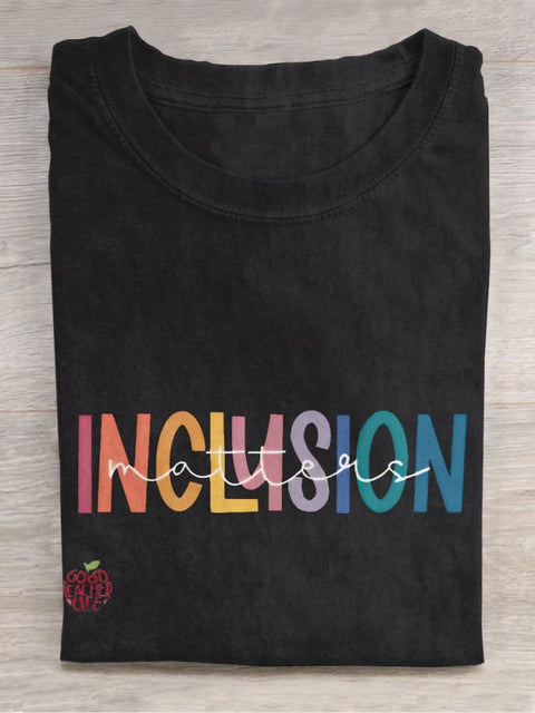 Inclusion Matters Special Education Mindfulness Autism Awareness Casual Print T-shirt