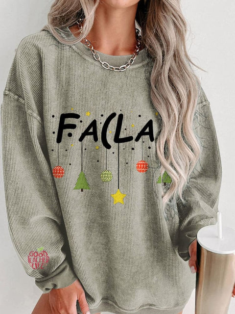 Christmas Math Teacher Women's  Casual Print Corduroy Sweatshirt